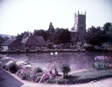 Millpond and church, Blockley, Gloucestershire, c1955. Creator: Arthur Charles Kirby Ware