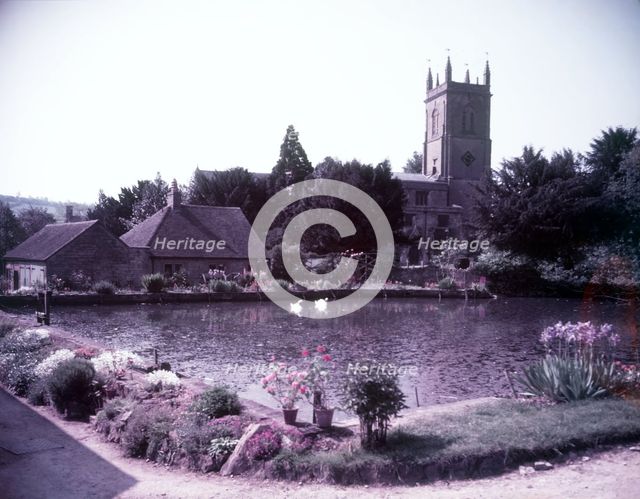 Millpond and church, Blockley, Gloucestershire, c1955. Creator: Arthur Charles Kirby Ware.