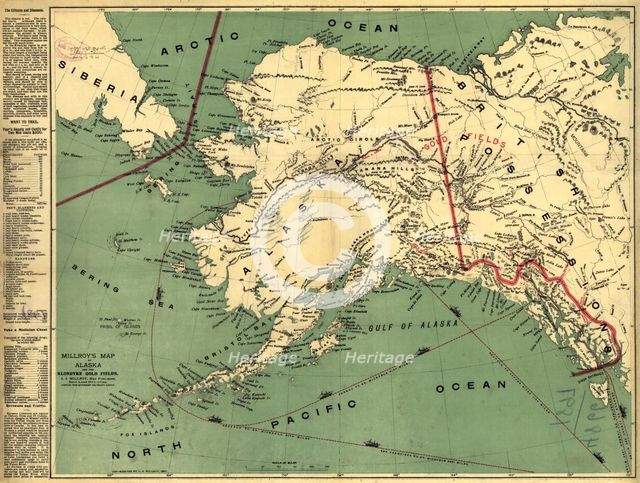 Millroy's map of Alaska and the Klondyke gold fields, 1897. Creator: J. J. Millroy.