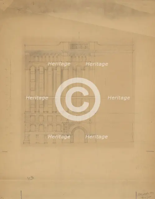 Mills Building, San Francisco, California, Design Sketch, c. 1890. Creator: Burnham and Root.