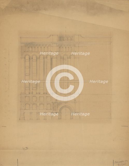 Mills Building, San Francisco, California, Design Sketch, c. 1890. Creator: Burnham and Root.