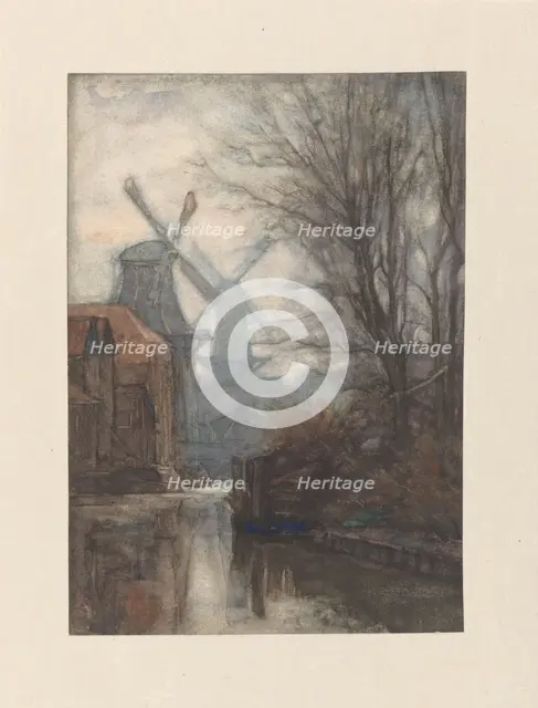 Mills on a canal, 1887. Creator: Jan Veth.