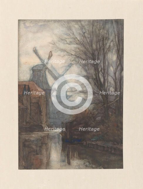 Mills on a canal, 1887. Creator: Jan Veth.