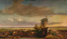 Mills on the Fens c1853. Artist: Henry Bright