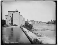 Mills on the river, Oswego, N.Y., between 1890 and 1901. Creator: Unknown