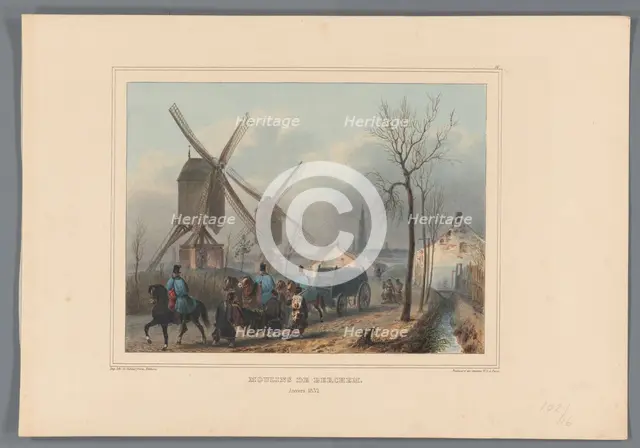 Mills of Berchem, 1832, (1833).  Creator: Auguste Raffet.