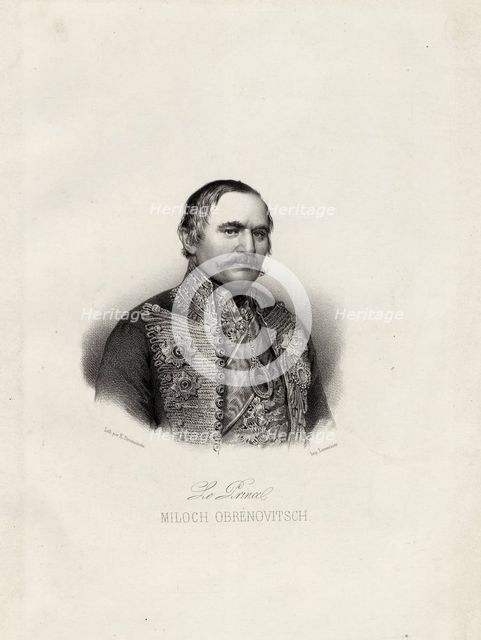 Miloš Obrenovic I (1780-1860), Prince of Serbia, c.1838. Artist: Desmaisons, Émile (1812-1880)