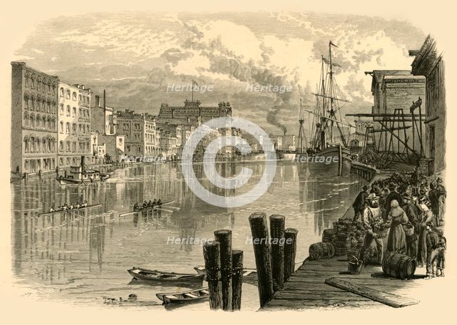 'Milwaukee River, at Milwaukee', 1874.  Creator: Alfred Waud.
