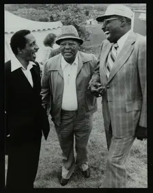 Milt Jackson, Budd Johnson and Major Holley at the Capital Radio Jazz Festival, London, 1979. Creator: Denis Williams