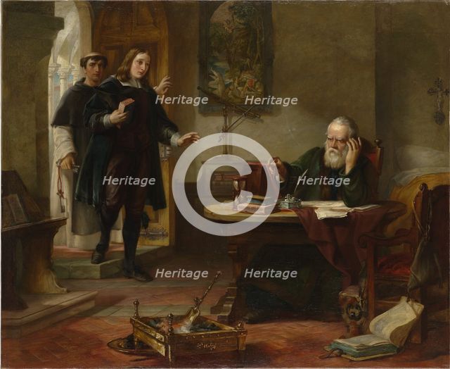 Milton visiting Galileo when a prisoner of the Inquisition, 1847. Artist: Hart, Solomon Alexander (1806-1881)