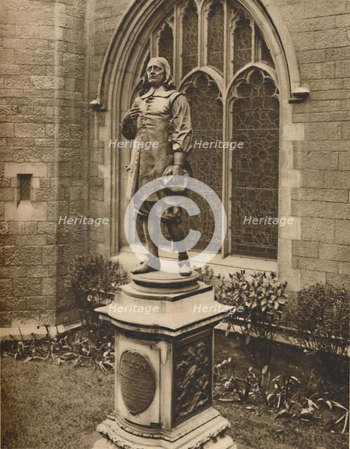 'Milton's Statue Outside His Own Burial-Place in the City', c1935. Creator: Unknown.