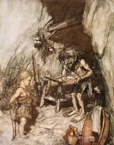 Mime and the infant 1924. Creator: Arthur Rackham