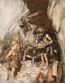 Mime and the infant 1924. Creator: Arthur Rackham