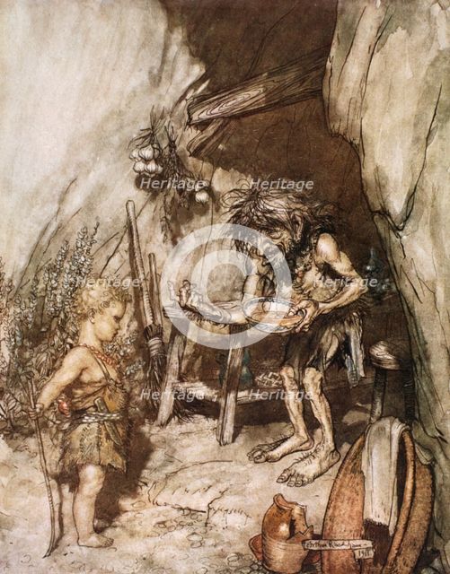'Mime and the infant', 1924.  Creator: Arthur Rackham.