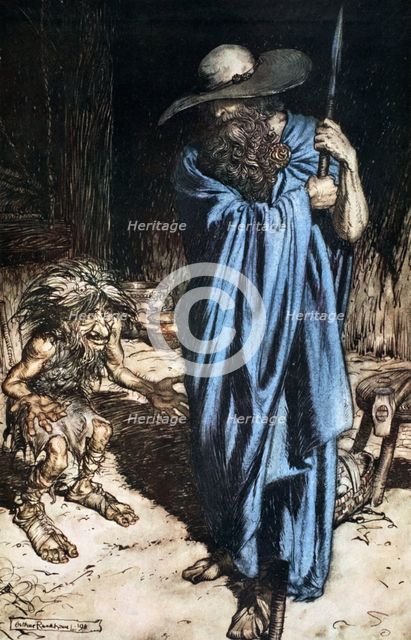 'Mime and the Wanderer', 1924.  Creator: Arthur Rackham.