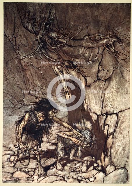 'Mime howling 'Ohe! Ohe! Oh! Oh!'', 1910.  Creator: Arthur Rackham.