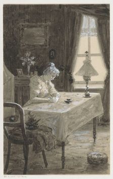 Mimi writes a letter, in or before 1901. Creator: Louwerse, H.C.
