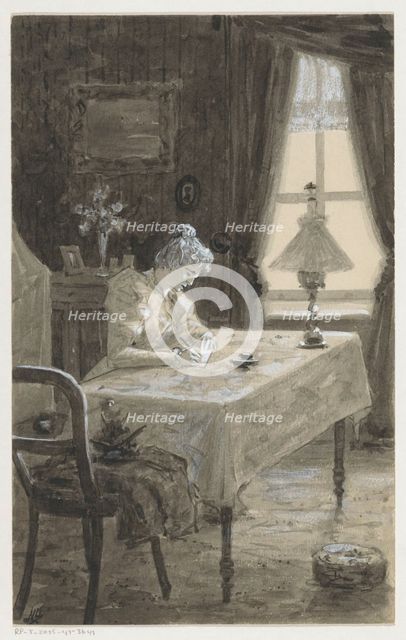 Mimi writes a letter, in or before 1901. Creator: Louwerse, H.C..