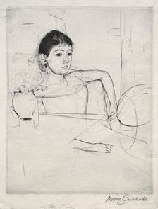 Mimi as a Brunette, 1889. Creator: Mary Cassatt (American, 1844-1926)