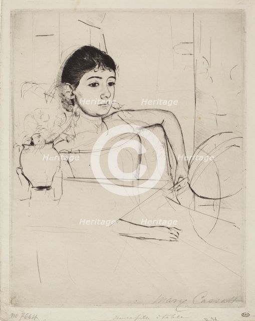 Mimi as a Brunette, c. 1889. Creator: Mary Cassatt.