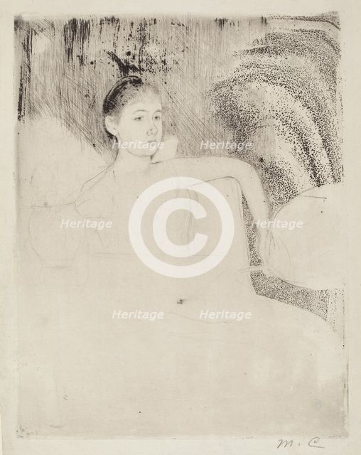 Mimi Holding a Japanese Fan, c. 1889. Creator: Mary Cassatt.