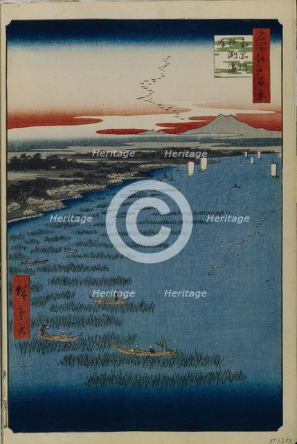 Minami Shinagawa and Samezu Coast (One Hundred Famous Views of Edo), 1856-1858. Artist: Hiroshige, Utagawa (1797-1858)