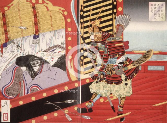 Minamoto no Yoshitsune Rescuing Kenrei Mon'in during the Battle of Dannoura, 1889. Creator: Tsukioka Yoshitoshi.