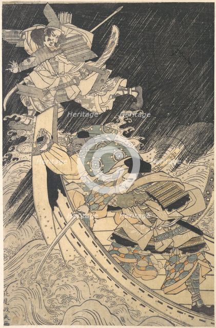 Minamoto Yoshitsune and His Retainer, the Monk Benkei..., late 18th century. Creator: Kitao Masayoshi.