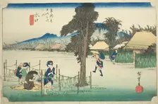 Minakuchi: Dried Gourd Shavings, A Local Specialty (Minakuchi, meibutsu kanpyo)..., c. 1833/34. Creator: Ando Hiroshige