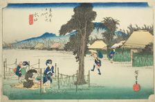 Minakuchi: Dried Gourd Shavings, A Local Specialty (Minakuchi, meibutsu kanpyo)..., c. 1833/34. Creator: Ando Hiroshige