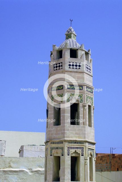 Minaret, Zakkak Madresa, Sousse, Tunisia.  Creator: Vivienne Sharp.