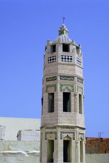 Minaret, Zakkak Madresa, Sousse, Tunisia. Creator: Vivienne Sharp