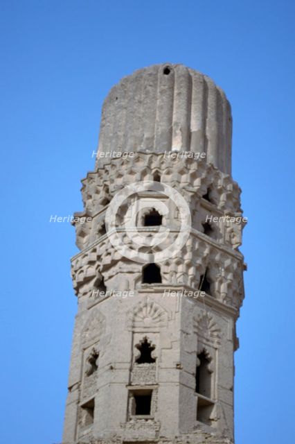 Minaret, Al Hakim Mosque, Cairo, Egypt, 1992.  Creator: Vivienne Sharp.
