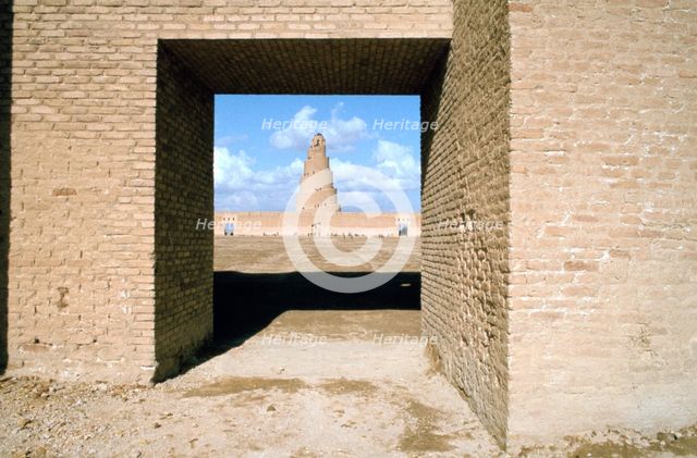 Minaret from within the Friday Mosque, Samarra, Iraq, 1977. Creator: Vivienne Sharp.