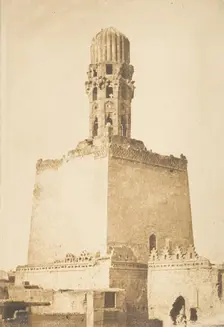 Minaret occidental de la Mosqée du Khalif Hakem, au Kaire, January 9, 1850. Creator: Maxime du Camp
