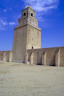 Minaret of the Great Mosque, Kairouan, Tunisia. Creator: Vivienne Sharp