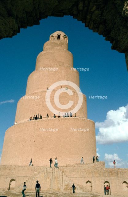 Minaret of the Great Mosque, Samarra, Iraq, 1977. Creator: Vivienne Sharp.