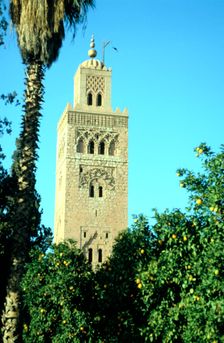 Minaret of the Koutoubia Mosque, Marakesh, Morocco. Creator: Vivienne Sharp