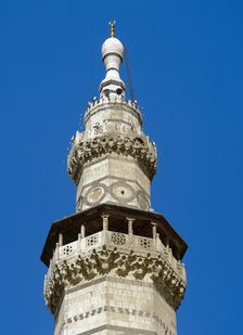 Minaret of Qait Bey, Umayyad Mosque or Great Mosque of Damascus, built in 1488, 2001. Creator: LTL