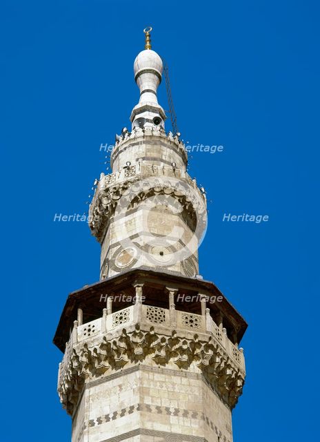 Minaret of Qait Bey, Umayyad Mosque or Great Mosque of Damascus, built in 1488, 2001. Creator: LTL.