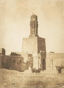 Minaret oriental de la Mosquée du Khalif Hakem, au Kaire, December 27, 1849. Creator: Maxime du Camp