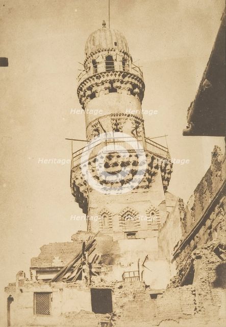 Minaret penché de la Mosquée de Bibars, au Kaire, December 1849-January 1850. Creator: Maxime du Camp.