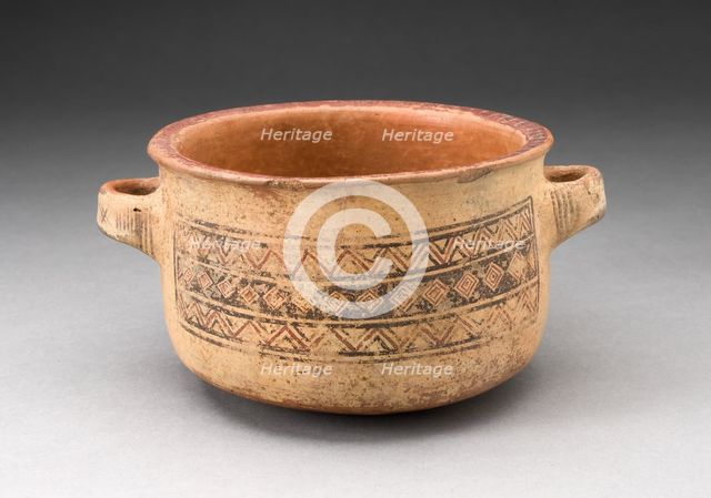 Minature Handled Bowl with Textile-like Design, A.D. 1450/1532. Creator: Unknown.