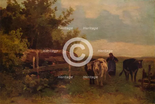 'Minding Cows, Herisson', c1869, (1938). Artist: Anton Mauve.