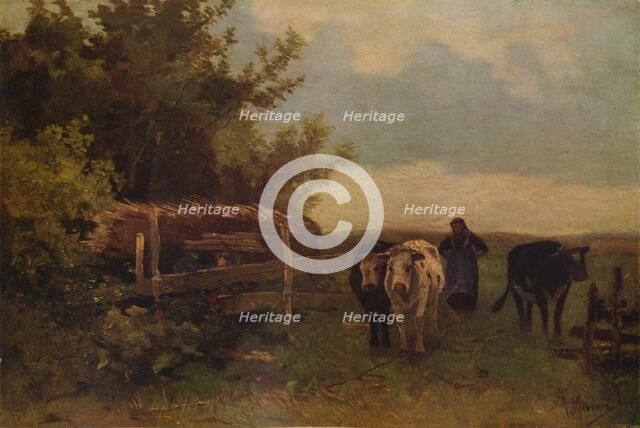 'Minding Cows, Herisson', c1869, (1938). Artist: Anton Mauve.