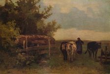 Minding Cows, Herisson c1869, (1938). Artist: Anton Mauve