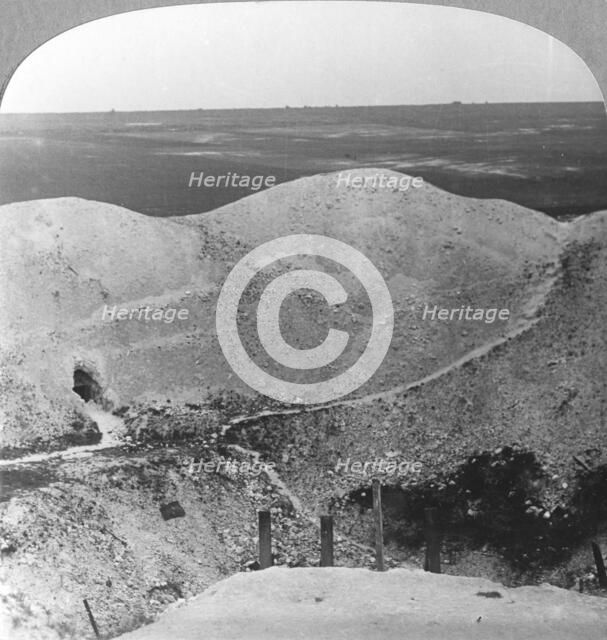 Mine crater at La Boiselle, the Somme, France, World War I, c1916-c1918. Artist: Realistic Travels Publishers