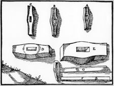 Miner's hammers of various sizes, 1556