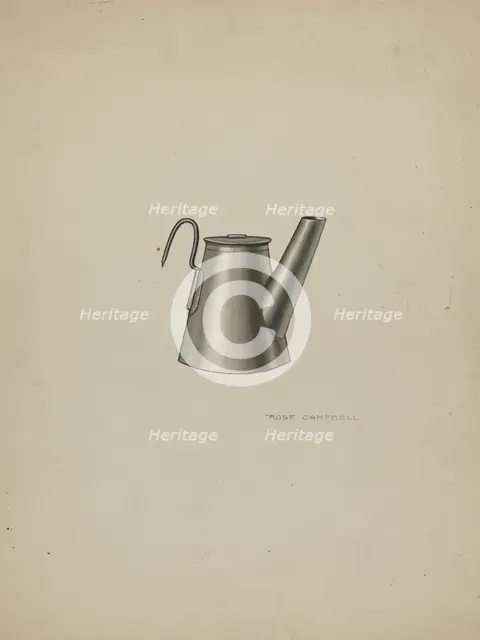 Miner's Oil Lamp, 1935/1942. Creator: Rose Campbell-Gerke.