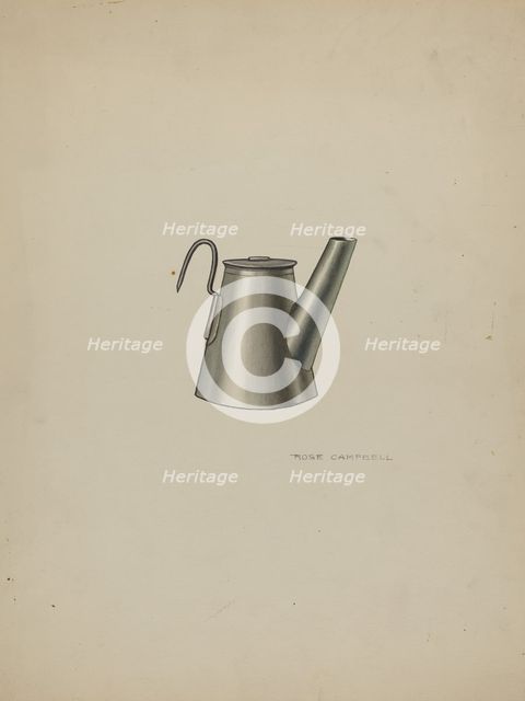 Miner's Oil Lamp, 1935/1942. Creator: Rose Campbell-Gerke.